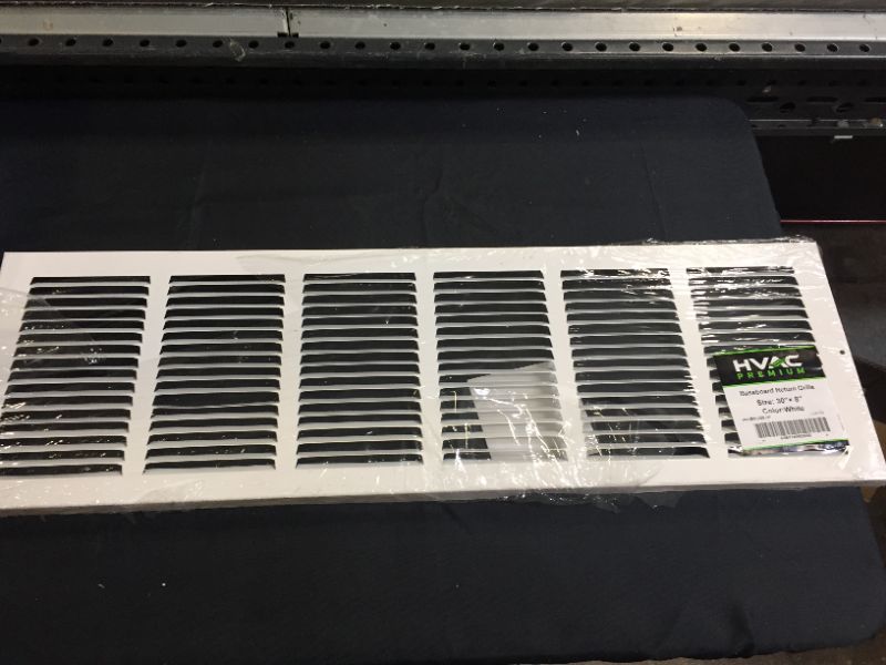 Photo 1 of 30" X 8" Baseboard Return Air Grille - HVAC Vent Duct Cover - (MINOR DENTS ON ITEM AS SHOWN IN PICTURE)