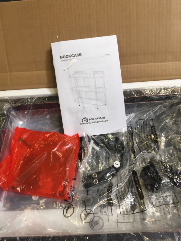 Photo 1 of Rolanstar Bookshelf 3-Tier, Open Etagere Bookcase, 39.8’’H x 41.3”L Freestanding Bookshelves for Storage and Display, Wood Rustic Book Shelves for Living Room Bedroom Home Office