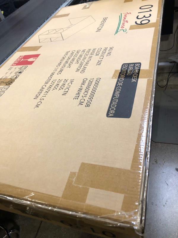Photo 1 of 47.3 in. Rectangular White Writing Desks with Storage, Wood [ FACTORY SEALED / OPENED FOR IMAGES ONLY ]
