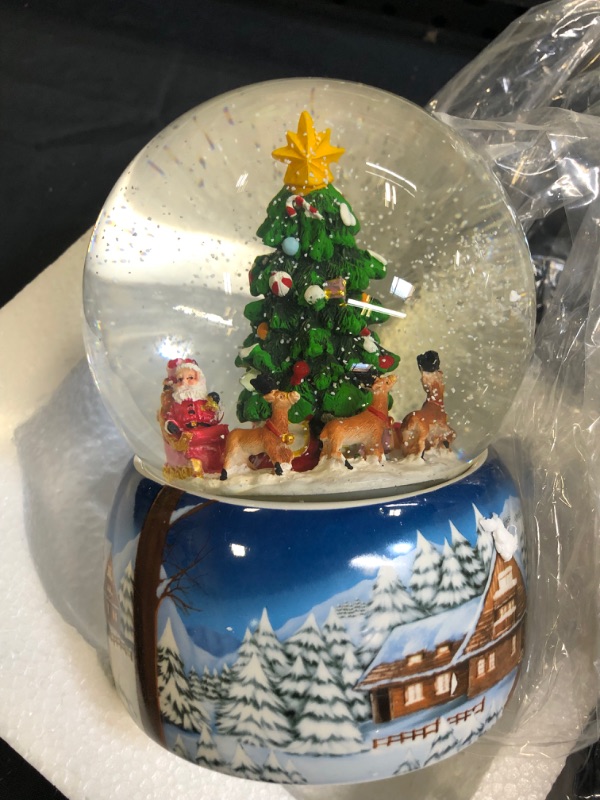Photo 3 of Aobaks 8.25' H 8 150mm Music Song, Playing Snowflakes, Led Light, 6/18 Timer, Santa Claus Christmas Water Snow Man Globe Gift Home Decoration (Blue), 7.2X7.2X8.25inch, (150mmlvsexueren) [ FACTORY SEALED OPENED FOR IMAGES ONLY ] 
