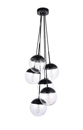 Photo 1 of A1A9 SPHERE GLASS PENDANT LIGHTS BLACK WITH 6 LIGHT MODERN INDUSTRIAL ROUND BALL GLOBE CEILING LIGHT FITTING E26 LED CHANDELIER LAMP FIXTURE FOR KITCHEN ISLAND , BAR , DINING ROOM [ LIGHT BULBS NOT INCLUDED ]