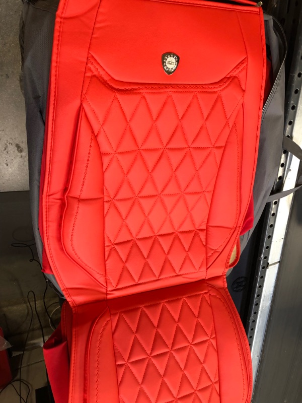 Photo 3 of ZCJ XLX002 LEATHER CAR SEAT  COVERS FAUX LEATHER  AUTOMOTIVE  VEHICLE  CUSHION COVER  FOR CARS SUV PICK UP TRUCK UNIVERSAL FIT SET AUTO INTERIOR ACCESSORIES [ RED ] 