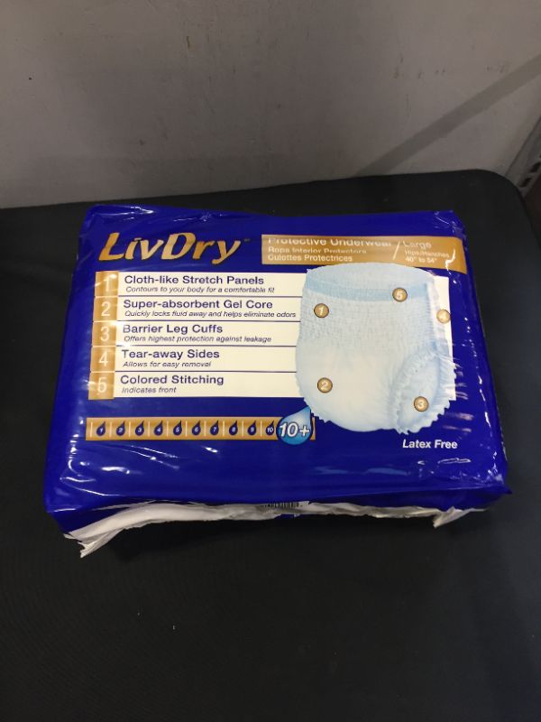 Photo 2 of 
LivDry Unisex Adult Incontinence Underwear Ultimate Comfort High Absorbency Leak Protection (Large 15-Pack)