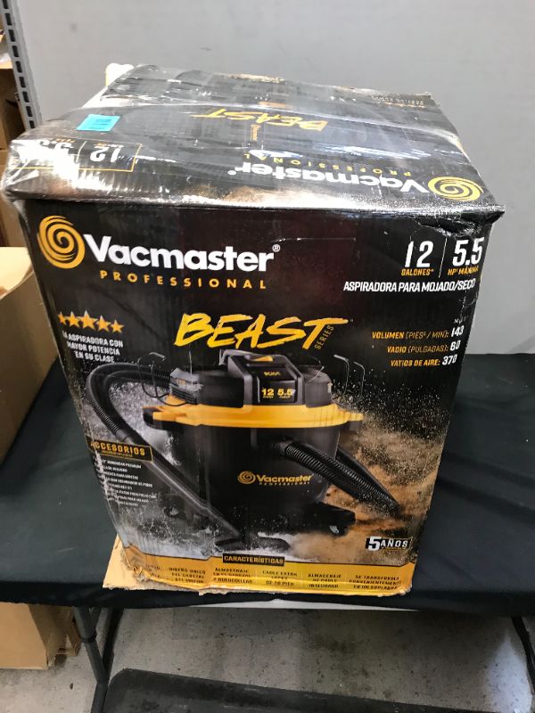 Photo 5 of Vacmaster Professional - Professional Wet/Dry Vac, 12 Gallon, Beast Series, 5.5 HP 2-1/2" Hose (VJH1211PF0201) , Black

