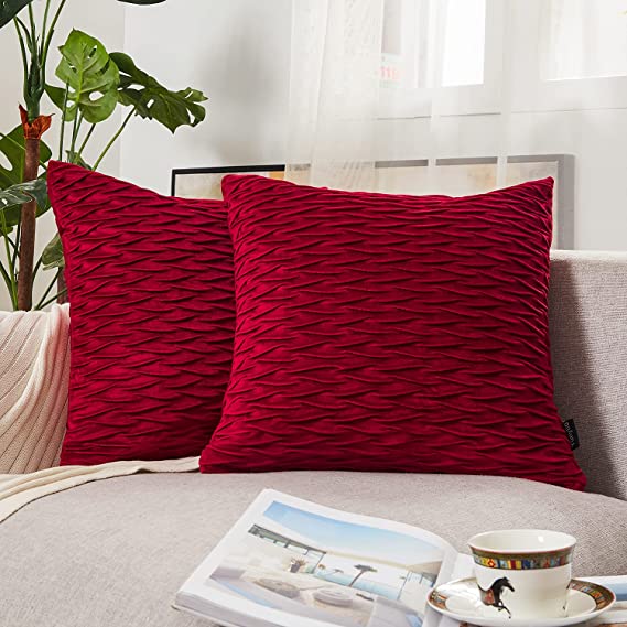 Photo 1 of  2 Pack Decorative Throw pillow over 18“*18“ Inch Original Velvet Square Throw Pillow Covers for Farmhouse Couch(Red)