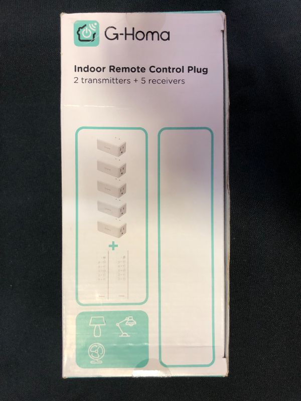 Photo 1 of G-Homa Wireless Remote Control Outlet Plug Indoor Light Switches, Long Range with 2 Remotes and 5 Pack Outlets Plug,Energy Saving for Electrical Lamps,Seasonal Light,Christmas Tree 125V,15A.