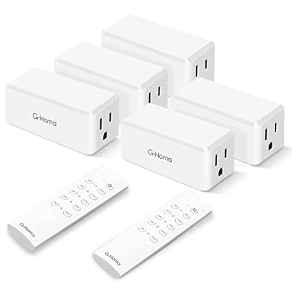 Photo 1 of G-Homa Wireless Remote Control Outlet Plug Indoor Light Switches, Long Range with 2 Remotes and 5 Pack Outlets Plug,Energy Saving for Electrical Lamps,Seasonal Light,Christmas Tree 125V,15A.