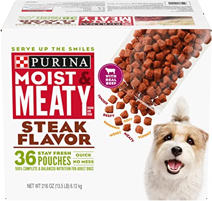 Photo 1 of Purina Moist & Meaty Wet Dog Food, Steak Flavor, 36 ct. Pouch
BROKEN SET! 33 PCS ONLY! EXP 04/2023
BOX DAMAGED DUE TO EXPOSURE