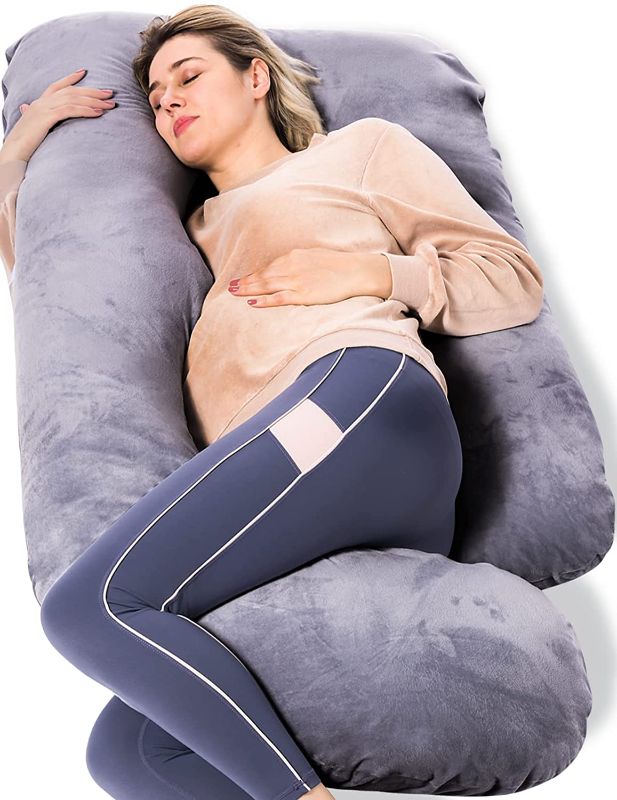 Photo 1 of Momcozy Pregnancy Pillows, U Shaped Full Body Maternity Pillow with Removable Cover - Support for Back, Legs, Belly, Hips for Pregnant Women, 57 Inch Pregnancy Pillows for Sleeping, Grey
