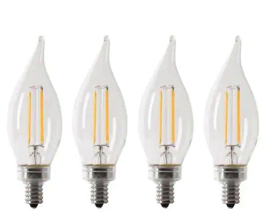 Photo 1 of 40-Watt Equivalent BA10 E12 Candelabra Dimmable Filament CEC Clear Chandelier LED Light Bulb Bright White 3000K (4-Pack)
