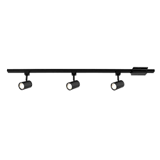 Photo 1 of 4-ft. 3-Light Black Integrated LED Linear Track Lighting Kit with Mini Cylinder Track Heads (damages to packaging)
