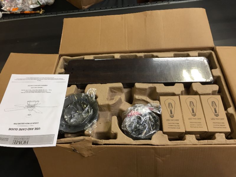 Photo 1 of Casun 52 in. LED Indoor Aged Iron Ceiling Fan with Remote Control and Light Kit (ITEM LOOKS LIKE BOX WAS OPENED AND RUN THRU BUT BLADES IS STILL FACTORY SEALED)

