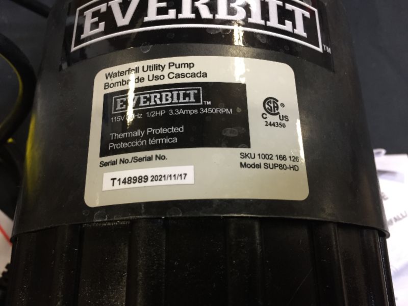 Photo 2 of Everbilt
1/2 HP Waterfall Submersible Utility Pump