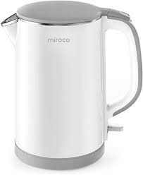 Photo 1 of Electric Kettle, Miroco Double Wall 100% Stainless Steel Cool Touch Tea Kettle with 1500W Fast Boiling Heater, Cordless with Auto Shut-Off & Boil Dry Protection, BPA-Free, White
