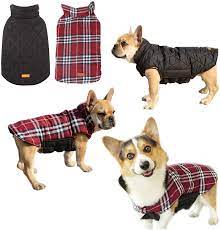 Photo 1 of Dolamoon Dog Jackets for Winter Waterproof Windproof Reversible Dog Coat British Style Plaid Dog Vest Puppy Clothes Dog Sweaters Dog rain Jacket for Small Medium Large Dogs
