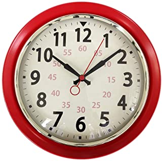 Photo 1 of Wall Clock Countryside Style Metal Retro Vintage Wall Clock Silent Non Ticking Easy to Read for Living Room Kitchen Bedroom Office 10 Inch Red
