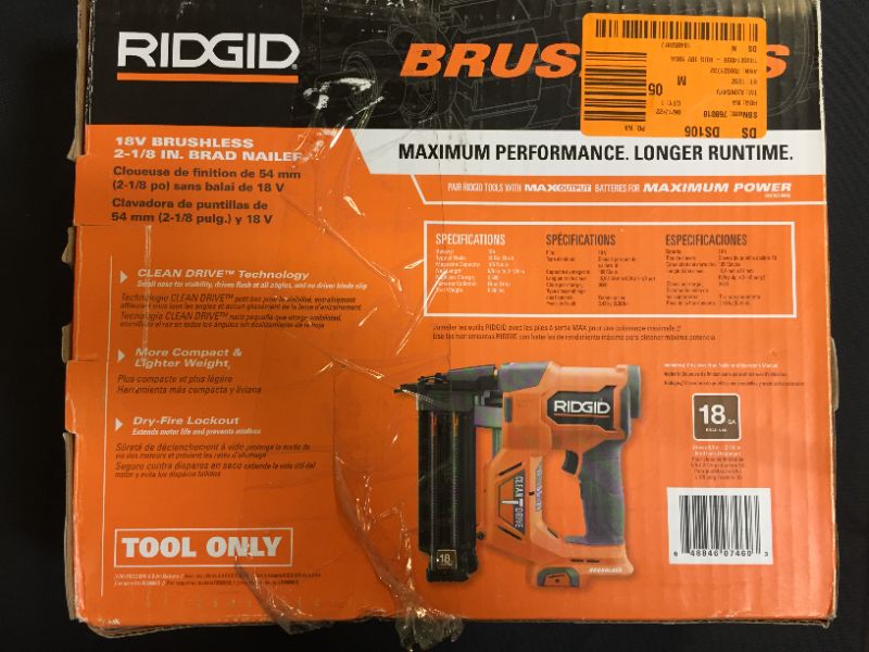 Photo 6 of 18V Brushless Cordless 18-Gauge 2-1/8 in. Brad Nailer (Tool Only) with CLEAN DRIVE Technology (DIRT AND SCRATCHES ON ITEM, UNABLE TO TEST)