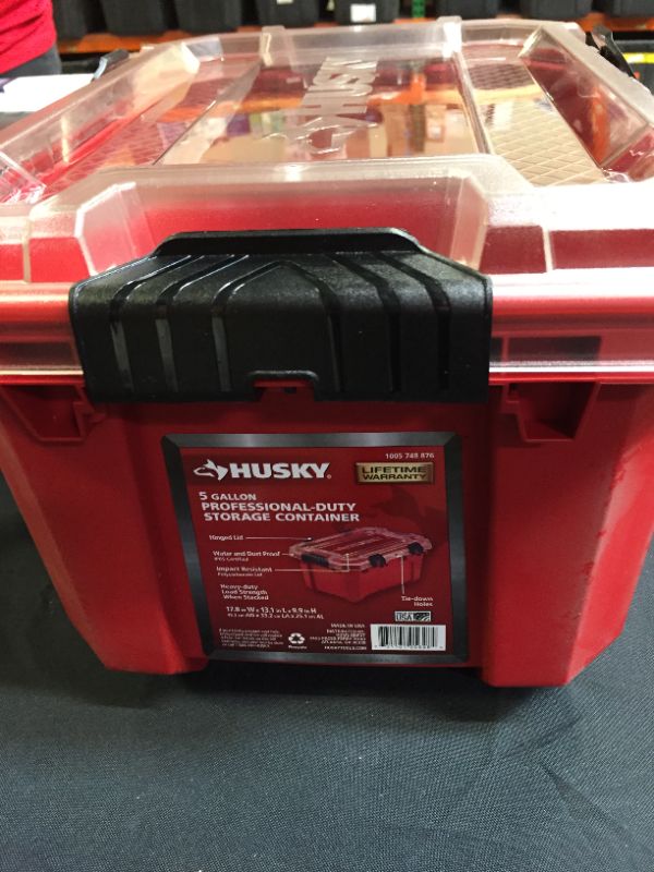 Photo 3 of 5-Gal. Professional Duty Waterproof Storage Container with Hinged Lid in Red