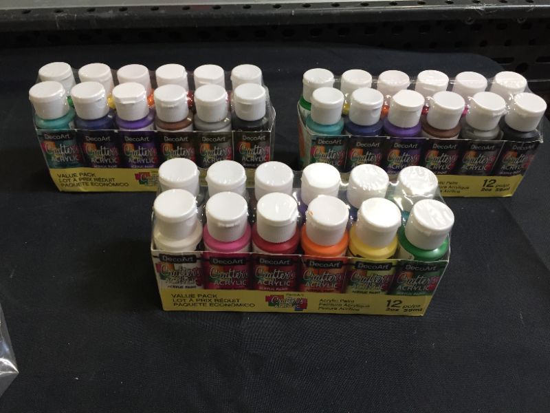 Photo 2 of 2 oz. 12-Color Acrylic Craft Paint Set (3 SETS)