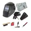 Photo 1 of Auto-Darkening Welding Helmet Starter Kit with No. 11 Lens, Gloves, Wire Brush, Magnet, Chipping Hammer and Marker(SOME ITEMS ARE USED OTHERS ARE NEW, GLOVES ARE DIRTY)