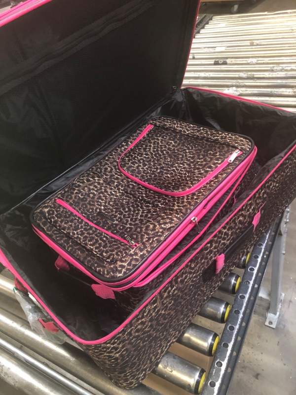 Photo 2 of 28'' AND 19'' SUITCASE LEOPARD PRINT BROWN/PINK