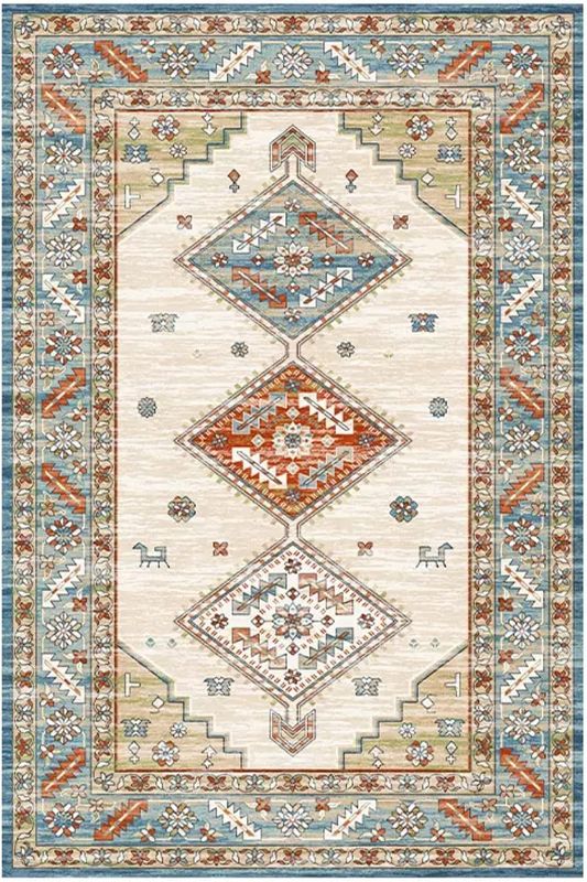 Photo 1 of 3X5 Area Rug Persian Distressed Small Entryway Rug Doormat Bohemian Non-Slip Washable Low-Pile Floor Carpet for Indoor Front Entrance Kitchen Bathroom
