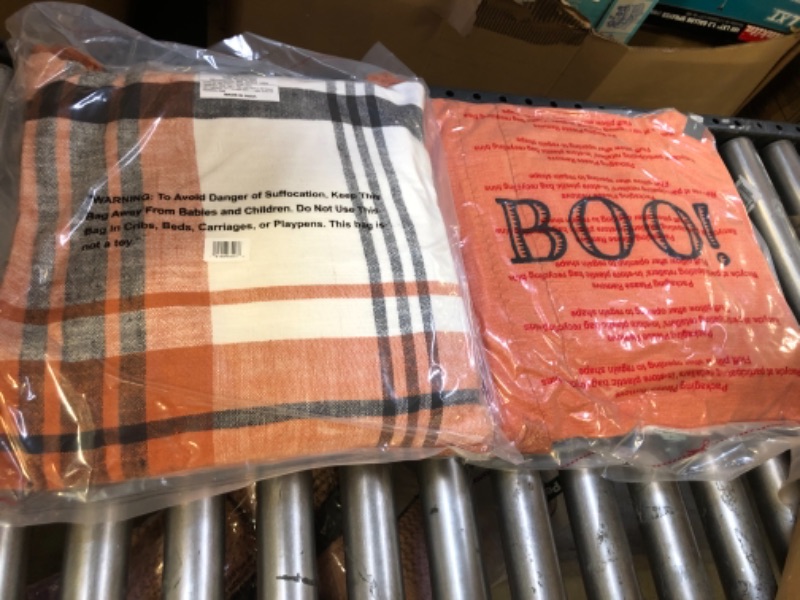 Photo 1 of CASE OF 6- Reversible 'Boo' Square Throw Pillow Orange/Black - Threshold
