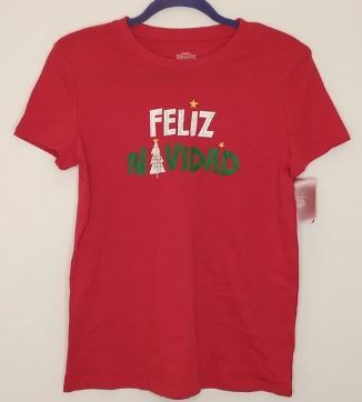 Photo 1 of CASE OF 6- MEDIUM Wondershop feliz navidad red holiday Christmas Tshirt