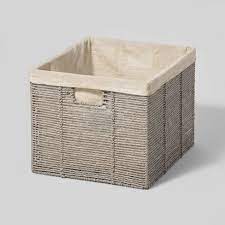 Photo 1 of 14.75" x 13" x 11" Large Lined Woven Milk Crate Gray - Brightroom™