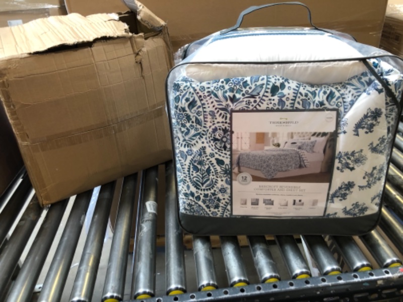 Photo 2 of Bancroft Reversible Paisley Print Comforter & Sheet Bedding Set Blue - Threshold™ QUEEN