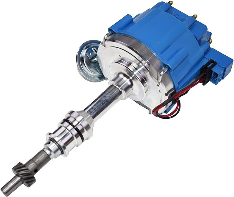 Photo 1 of A-Team Performance - Complete HEI Distributor 65K Coil 7500 RPM - Compatible with Small Block Ford SBF 5.8 L 351W Windsor 8 Cylinder One Wire Installation Blue Cap

