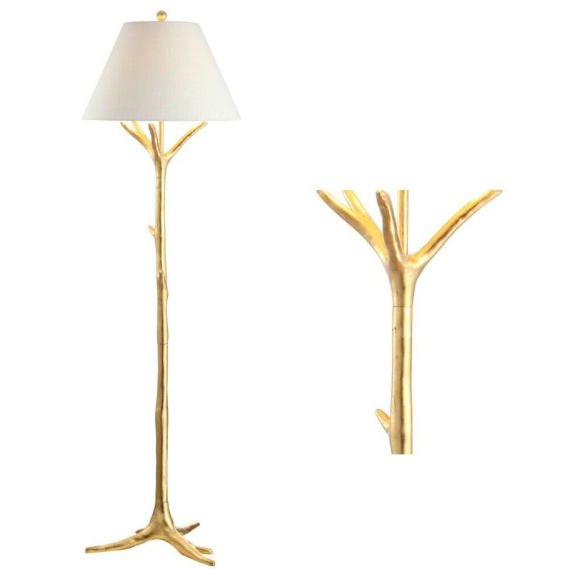 Photo 1 of Arbor 63.5" Faux Bois Resin LED Floor Lamp, Gold Leaf
