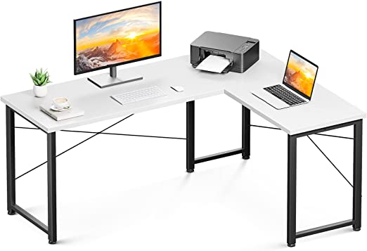 Photo 1 of Coleshome 61" Super Large L Shaped Desk Gaming Desk, L Desk Computer Corner Desk with Round Corner with Removable Shelf for Gaming Desk Home Office Writing Workstation
