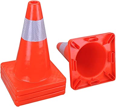 Photo 1 of 17" Safety Traffic Cones Reflective Collars Sport Soccer Training Parking Cone PVC Road Guide Pack of 6

