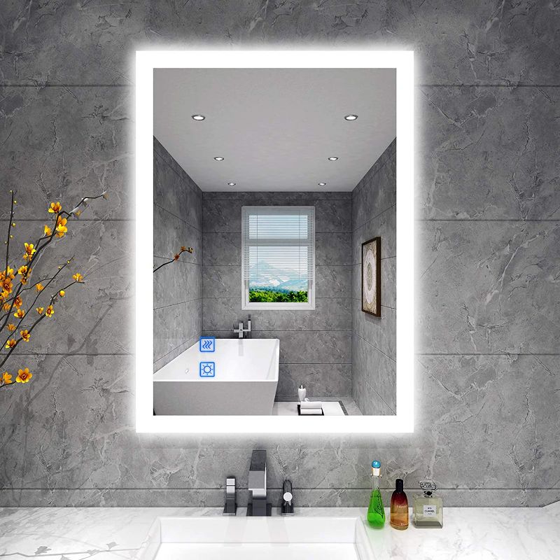 Photo 1 of BBE LED Bathroom Mirror with Dimmable Light Anti-Fog Makeup Mirror Wall Mounted Horizontal/Vertical (36 x 28 Inch)
