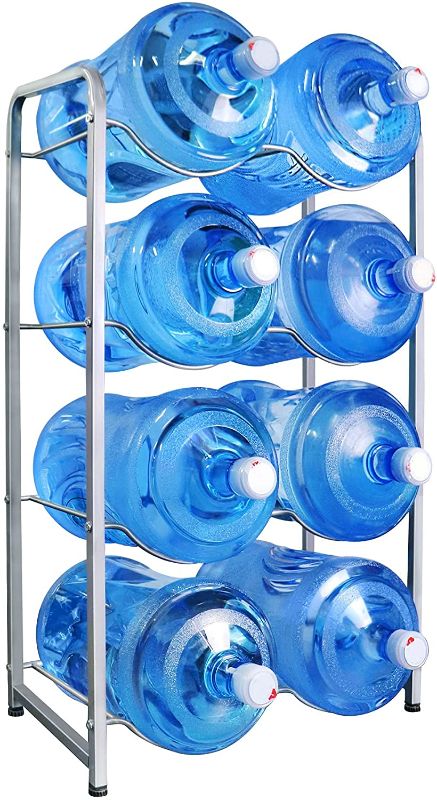 Photo 1 of 5 Gallon Water Bottle Holder?4-Tier Water Jug Holder Storage Rack for 8 Bottles? 4 Trays Heavy Duty Water Jug Organizer of Carbon Steel with Protect Floors Save Space for Office, Kitchen,Garage.

