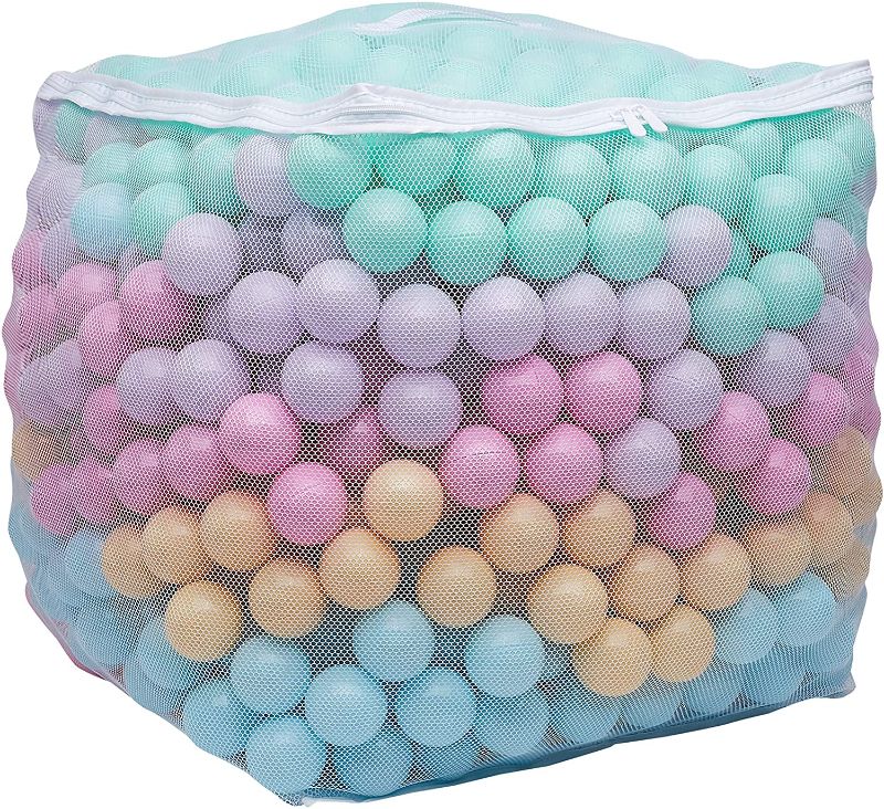 Photo 1 of Amazon Basics BPA Free Plastic Ball Pit Balls with Storage Bag, 1,000 ct (2.3” Diameter), Pastels
