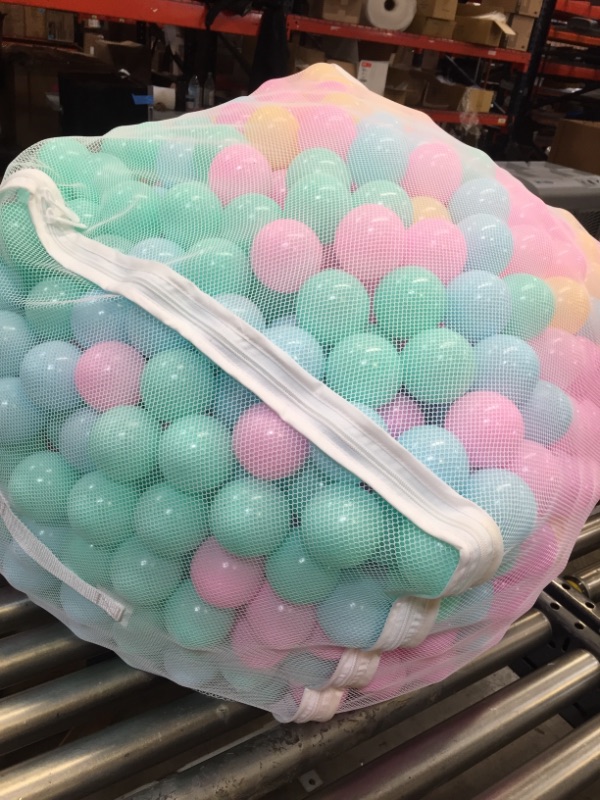 Photo 3 of Amazon Basics BPA Free Plastic Ball Pit Balls with Storage Bag, 1,000 ct (2.3” Diameter), Pastels
