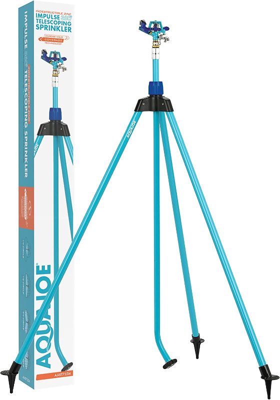 Photo 1 of Aqua Joe AJ-IST72ZM Indestructible Series Zinc Impulse Sprinkler, 72-Inch Max, w/Extendable Tripod Up to 72 Inches
