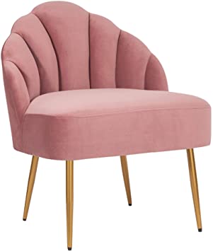 Photo 1 of Amazon Brand – Rivet Sheena Glam Tufted Velvet Shell Chair, 23.5"W, Rose
 