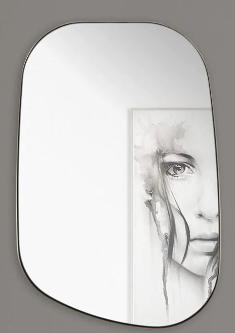 Photo 1 of ANDY STAR® Modern Irregular Framed Wall Decorative Mirror,Asymmetrical Mirror?Aesthetical Pond Mirror?Wavy Wall Squiggle Mirror Nickel Silver 24 in. W x 36.13 in. H
