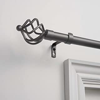 Photo 1 of Exclusive Home Curtains Torch 1" Curtain Rod and Coordinating Finial Set, 36-72, Gunmetal