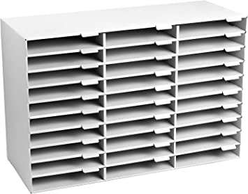 Photo 1 of Adir File Sorter Literature Organizer - Mail Vinyl Craft Paper Storage Holder Corrugated Cardboard for Office, Classrooms, and Mailrooms Organization (30 Slots, White)
