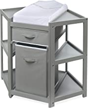 Photo 1 of Diaper Corner Baby Changing Table with Pad, Hamper and Basket. Color Gray. Box Packaging Damaged, Item has Damage as shown in Pictures.  Moderate Use, Missing Hardware, Hardware not in Original Packaging. 
