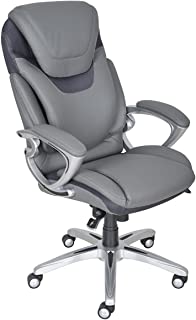 Photo 1 of Serta AIR Health and Wellness Executive Office Chair High Back Ergonomic for Lumbar Support Task Swivel, Bonded Leather, Light Gray
