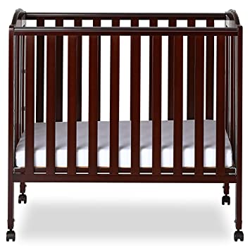 Photo 1 of Dream On Me 3 in 1 Portable Folding Stationary Side Crib in Espresso, Greenguard Gold Certified , 41x26x40 Inch (Pack of 1)
