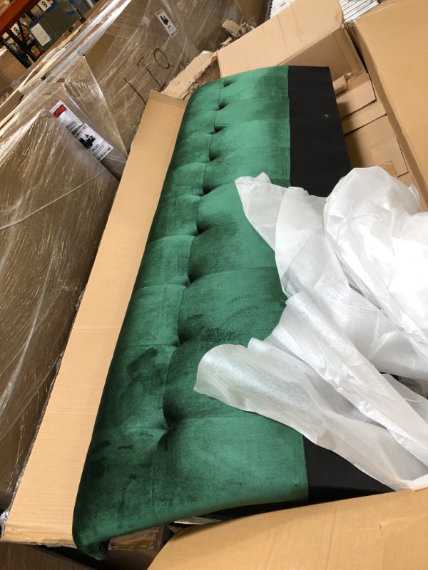 Photo 2 of Christopher Knight Home Matilda Modern Glam 3 Seater Velvet Sofa, Emerald Green + Silver--- PARTS ONLY-- SOFA BACK ONLY--
