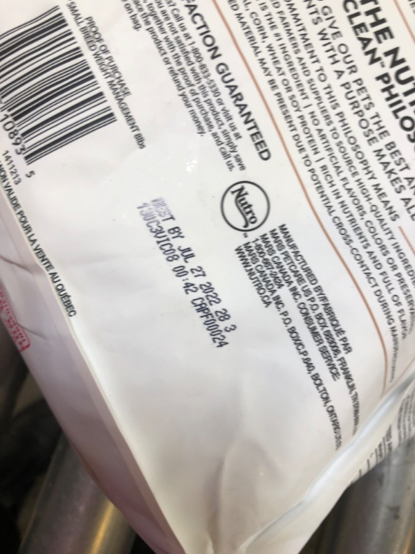 Photo 3 of NUTRO ULTRA Adult Weight Management High Protein Natural Small Breed Dry Dog Food for Weight Contol with a Trio of Proteins from Chicken, Lamb and Salmon, 8 lb. Bag  BEST BY 27 JULY 2022
