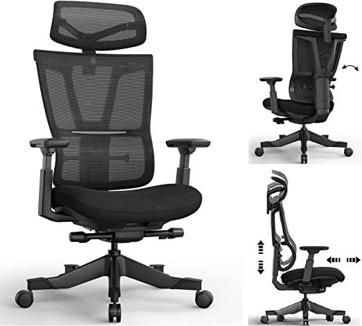 Photo 1 of Ergonomic Office Chair, Reclining Home Office Desk Chair with High-Back Lumbar Support Height Adjustable Seat Headrest Breathable Mesh Back and Soft Foam Seat Cushion, Swivel Computer Task Chair
