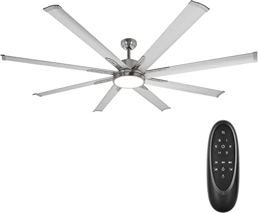 Photo 1 of 72 Inch Damp Rated Industrial DC Motor Ceiling Fan with LED Light, Reversible Motor and Blade, ETL Listed Indoor Ceiling Fans for Kitchen Bedroom Living Room Basement, 6-Speed Remote Control
